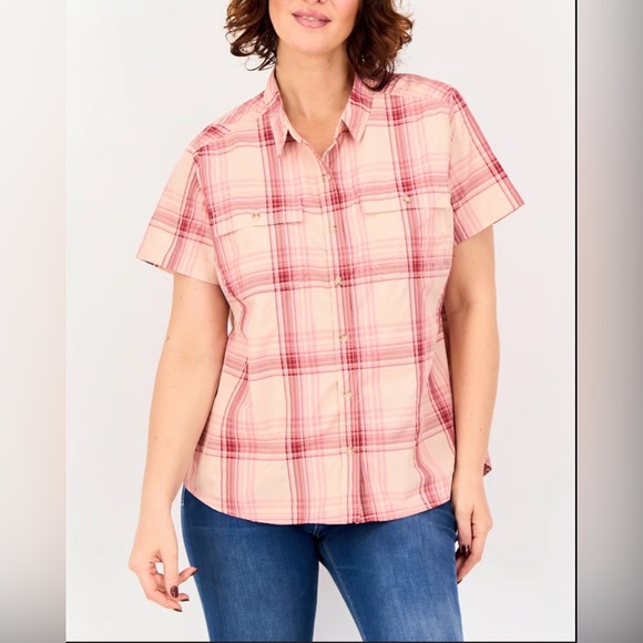 Eddie Bauer Pink Plaid Button Down Shirt - Picture 4 of 13
